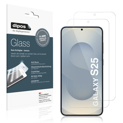 Klare Displayschutzfolie von dipos passend für Samsung Galaxy S25, 9H kratzfest und blasenfrei montiert
