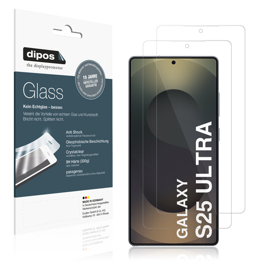 Klare Displayschutzfolie von dipos passend für Samsung Galaxy S25 Ultra, 9H kratzfest und blasenfrei montiert