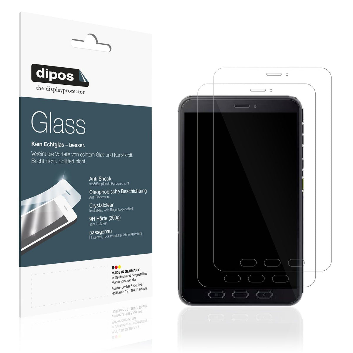 Klare Displayschutzfolie von dipos passend für Samsung Galaxy Tab Active 5 Enterprise Edition, 9H kratzfest und blasenfrei montiert