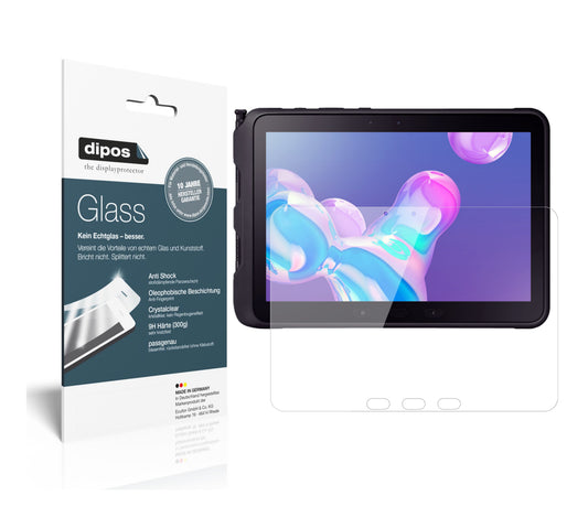 Klare Displayschutzfolie von dipos passend für Samsung Galaxy Tab Active Pro 10.1, 9H kratzfest und blasenfrei montiert