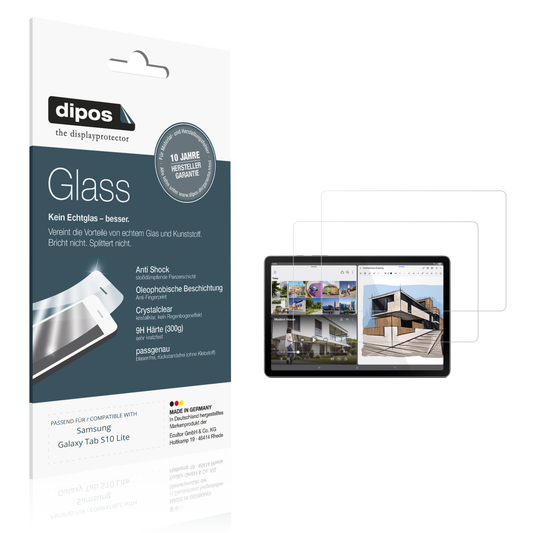 Klare Displayschutzfolie von dipos passend für Samsung Galaxy Tab S10 Lite, 9H kratzfest und blasenfrei montiert