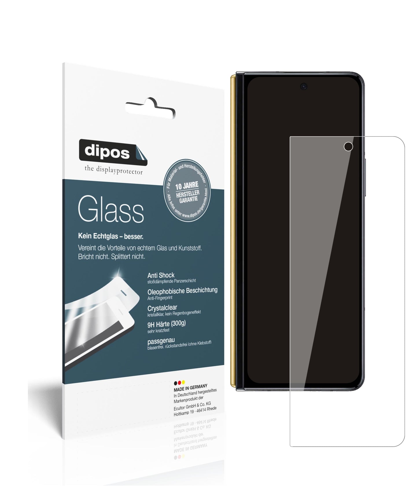 Klare Displayschutzfolie von dipos passend für Samsung Galaxy W22, 9H kratzfest und blasenfrei montiert