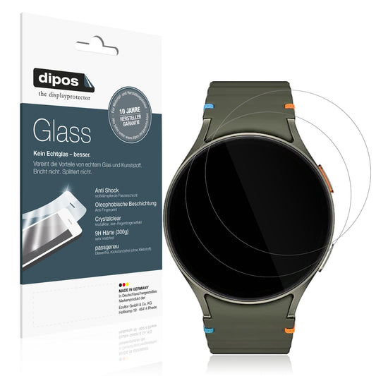 Klare Displayschutzfolie von dipos passend für Samsung Galaxy Watch 7 44mm, 9H kratzfest und blasenfrei montiert