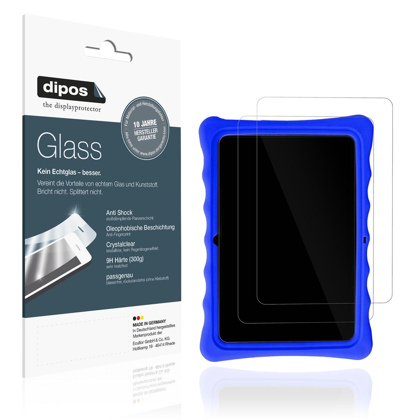 Klare Displayschutzfolie von dipos passend für SaveFamily Evolution Kids Tablet, 9H kratzfest und blasenfrei montiert