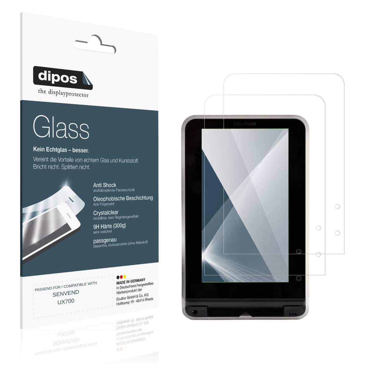 Klare Displayschutzfolie von dipos passend für SENVEND UX700, 9H kratzfest und blasenfrei montiert