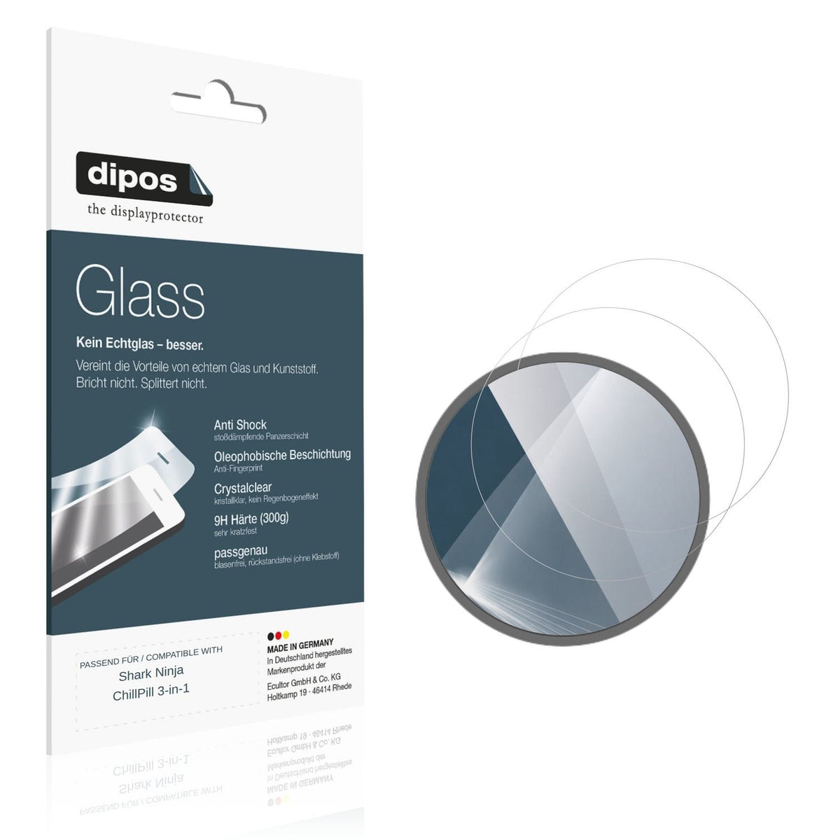 Klare Displayschutzfolie von dipos passend für Shark Ninja ChillPill 3-in-1, 9H kratzfest und blasenfrei montiert
