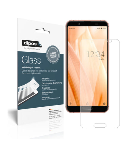 Klare Displayschutzfolie von dipos passend für Sharp Aquos Sense3, 9H kratzfest und blasenfrei montiert