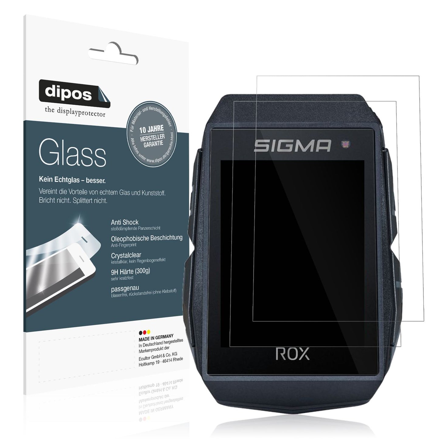 Klare Displayschutzfolie von dipos passend für Sigma Rox 11.1, 9H kratzfest und blasenfrei montiert