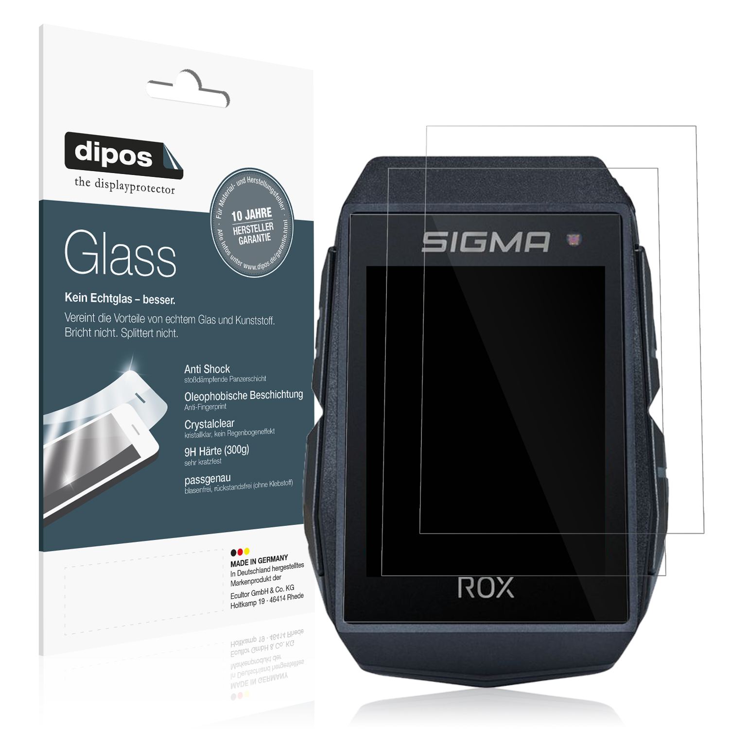 Klare Displayschutzfolie von dipos passend für Sigma Rox 11.1, 9H kratzfest und blasenfrei montiert
