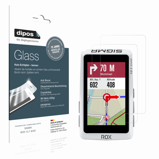 Klare Displayschutzfolie von dipos passend für SIGMA ROX 12.1 EVO, 9H kratzfest und blasenfrei montiert