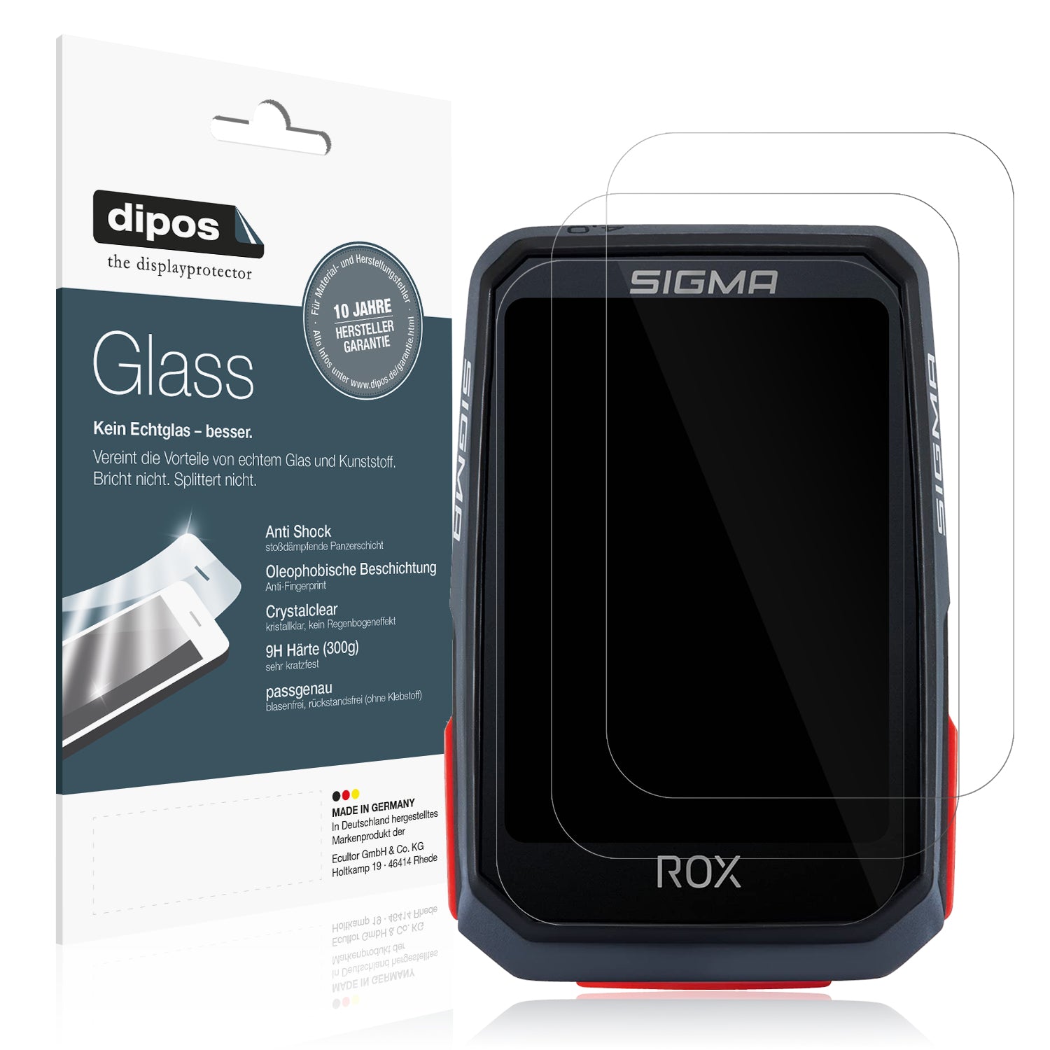Klare Displayschutzfolie von dipos passend für SIGMA Sport Rox 4.0, 9H kratzfest und blasenfrei montiert