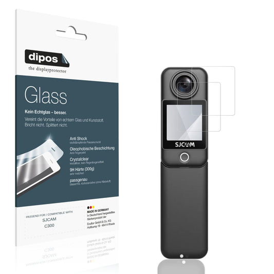Klare Displayschutzfolie von dipos passend für SJCAM C300, 9H kratzfest und blasenfrei montiert