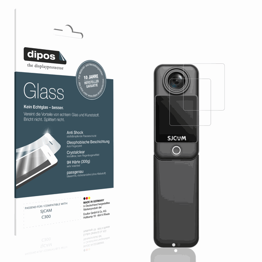 Klare Displayschutzfolie von dipos passend für SJCAM C300, 9H kratzfest und blasenfrei montiert
