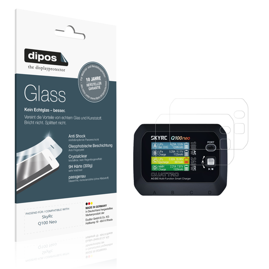 Klare Displayschutzfolie von dipos passend für SkyRc Q100 Neo, 9H kratzfest und blasenfrei montiert