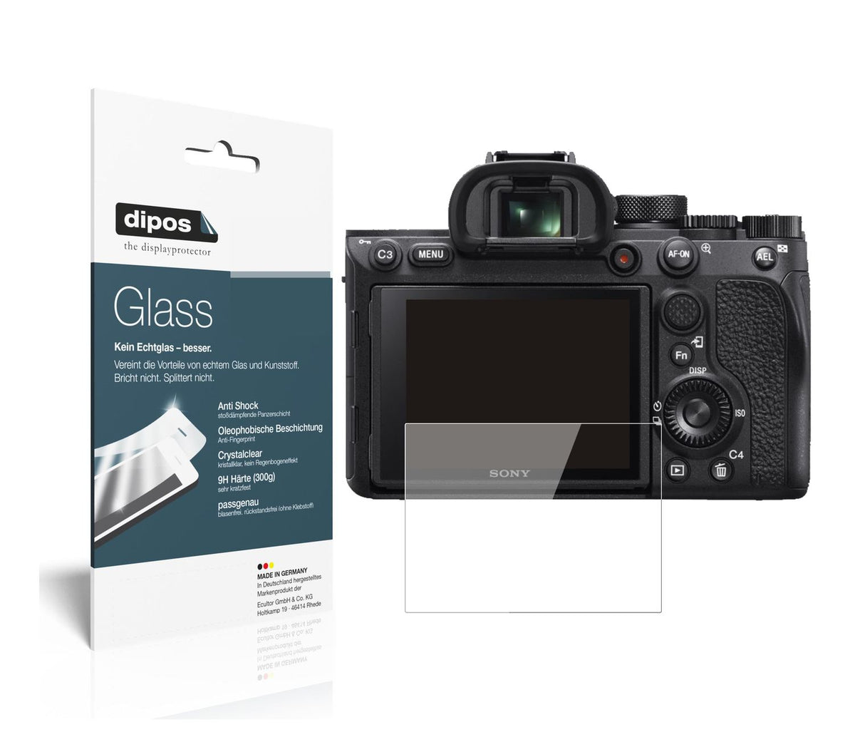 Klare Displayschutzfolie von dipos passend für Sony Alpha 7 IV, 9H kratzfest und blasenfrei montiert