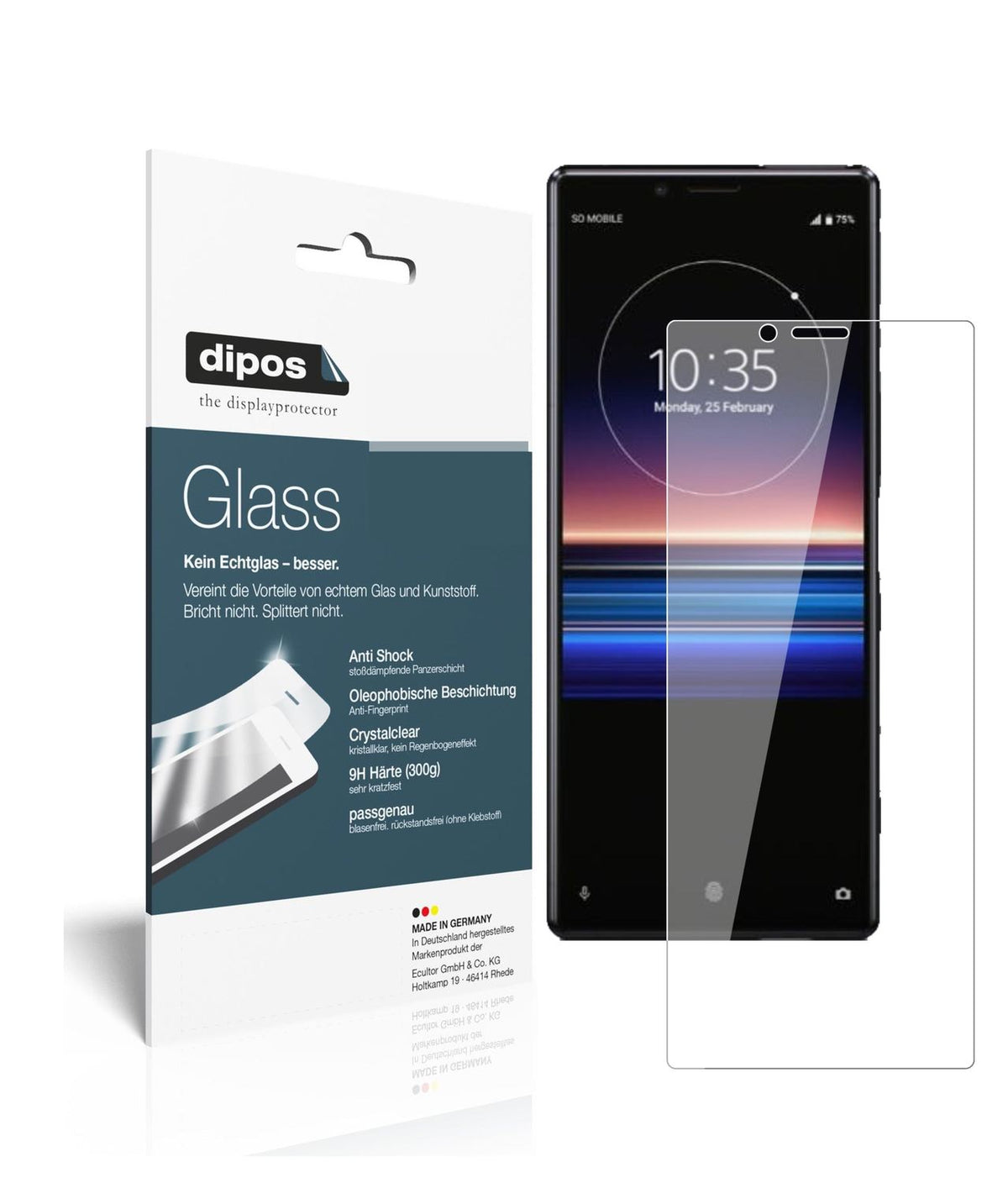 Klare Displayschutzfolie von dipos passend für Sony Xperia 1, 9H kratzfest und blasenfrei montiert