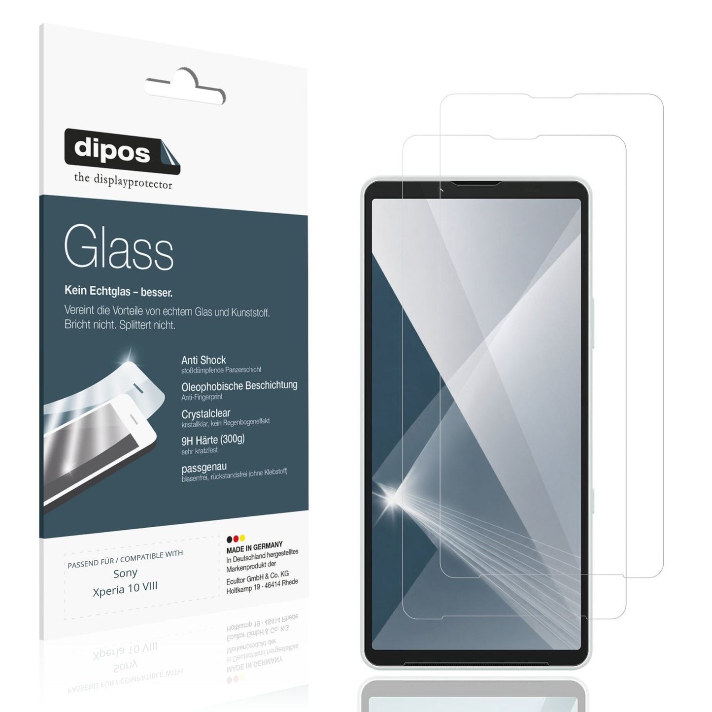 Klare Displayschutzfolie von dipos passend für Sony Xperia 10 VIII, 9H kratzfest und blasenfrei montiert