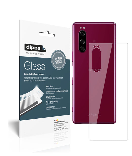 Klare Displayschutzfolie von dipos passend für Sony Xperia 5 Rückseite, 9H kratzfest und blasenfrei montiert