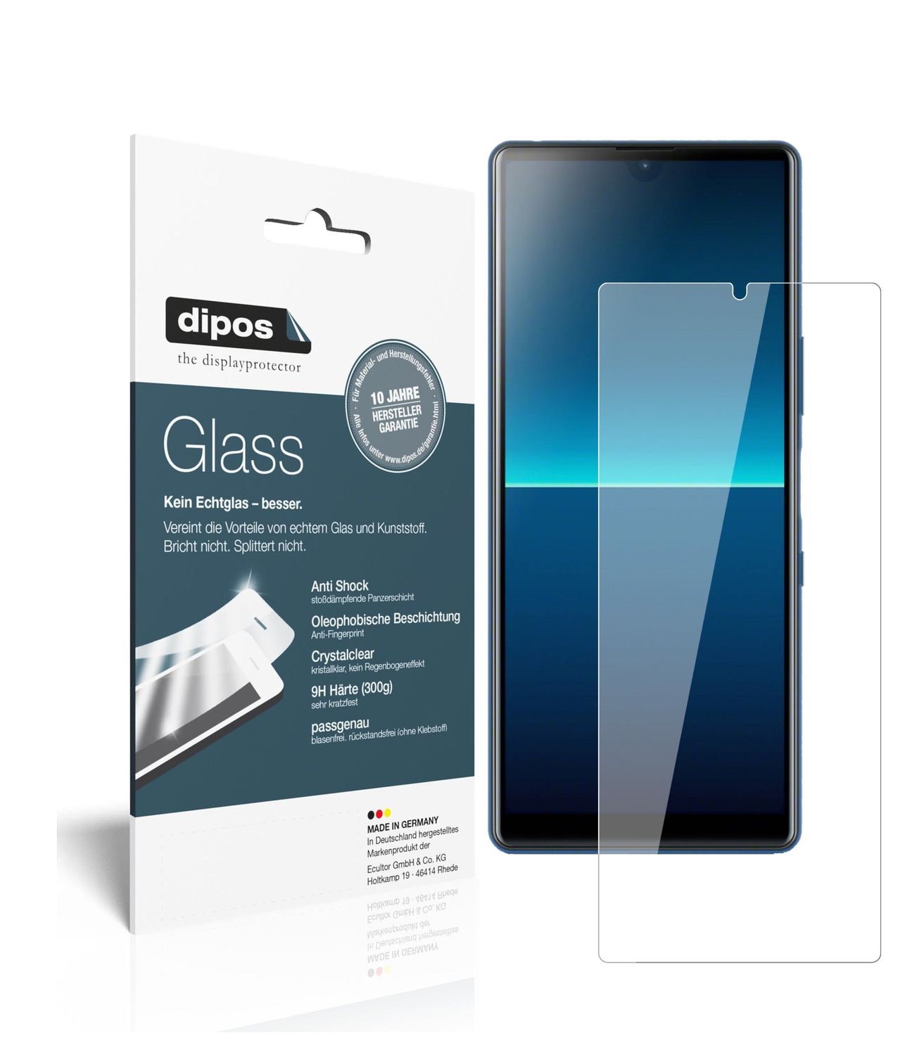 Klare Displayschutzfolie von dipos passend für Sony Xperia L4, 9H kratzfest und blasenfrei montiert