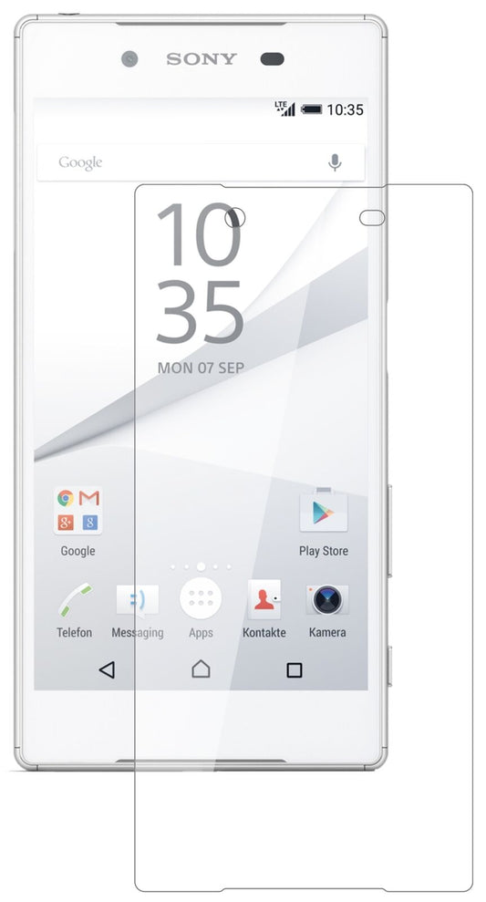 Klare Displayschutzfolie von dipos passend für Sony Xperia Z5, 9H kratzfest und blasenfrei montiert