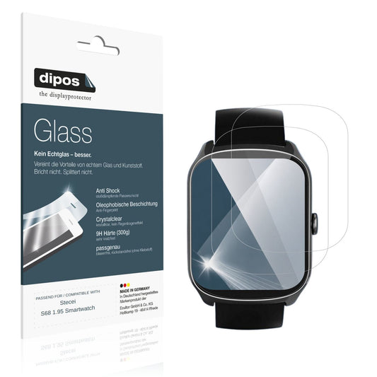 Klare Displayschutzfolie von dipos passend für Stecei S68 1.95 Smartwatch, 9H kratzfest und blasenfrei montiert
