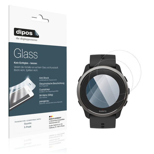 Klare Displayschutzfolie von dipos passend für Suunto 5 Peak, 9H kratzfest und blasenfrei montiert