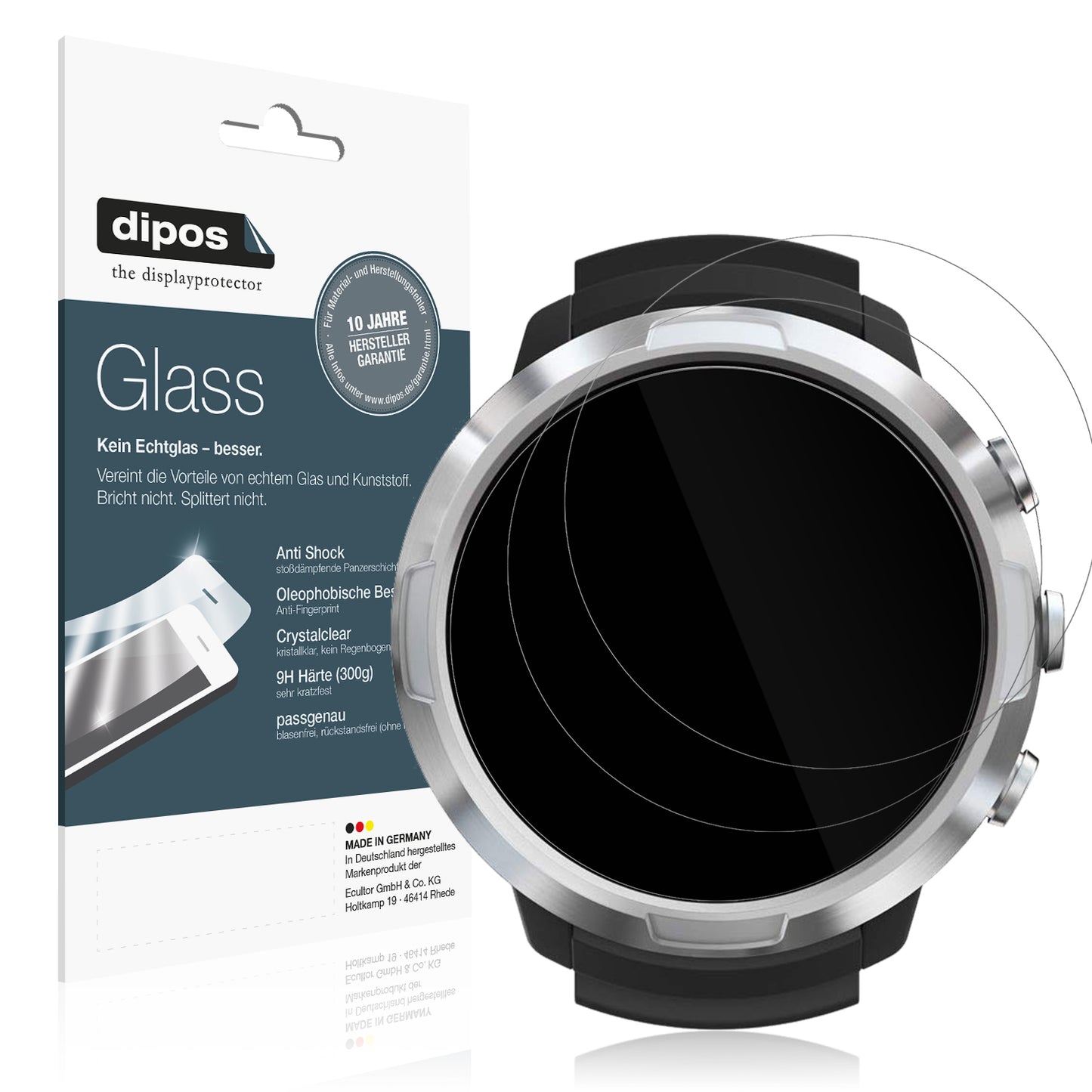 Klare Displayschutzfolie von dipos passend für Suunto D5 Tauchcomputer, 9H kratzfest und blasenfrei montiert