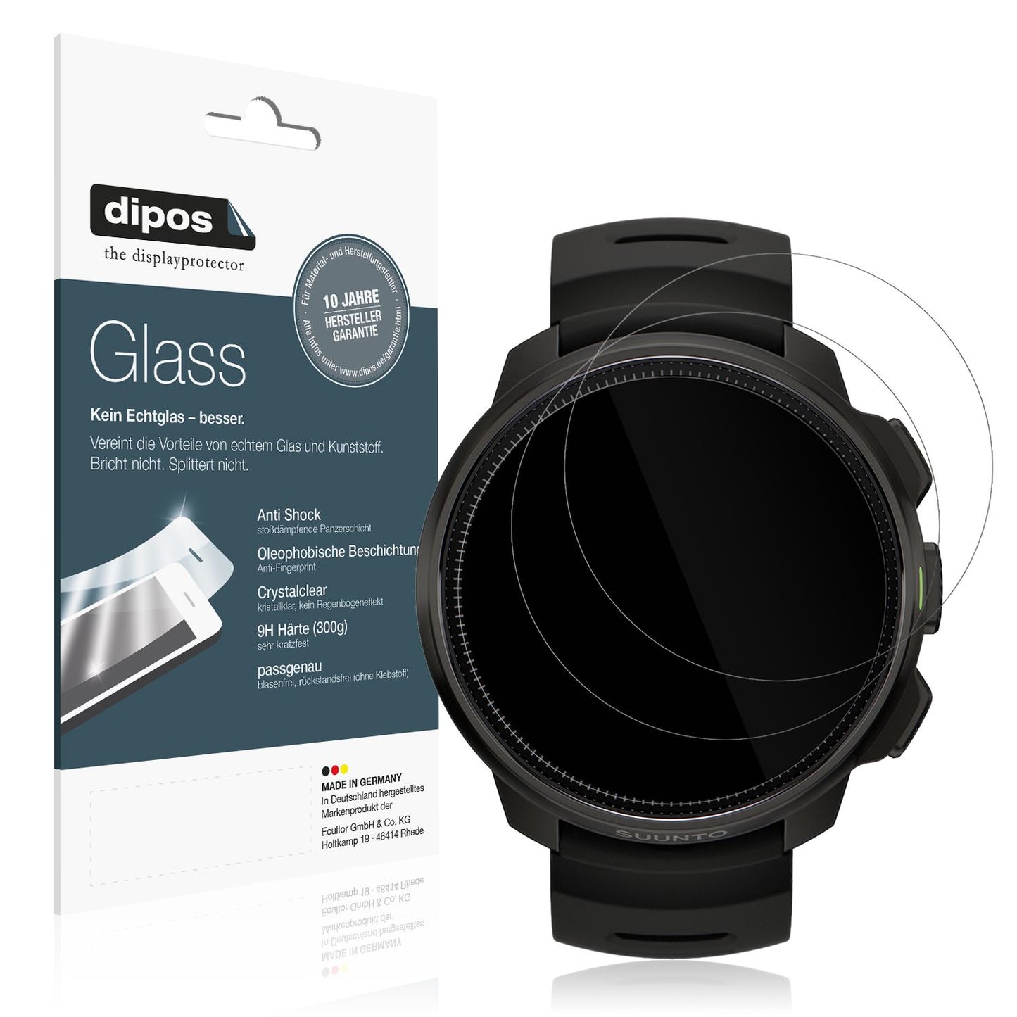 Klare Displayschutzfolie von dipos passend für Suunto Ocean, 9H kratzfest und blasenfrei montiert