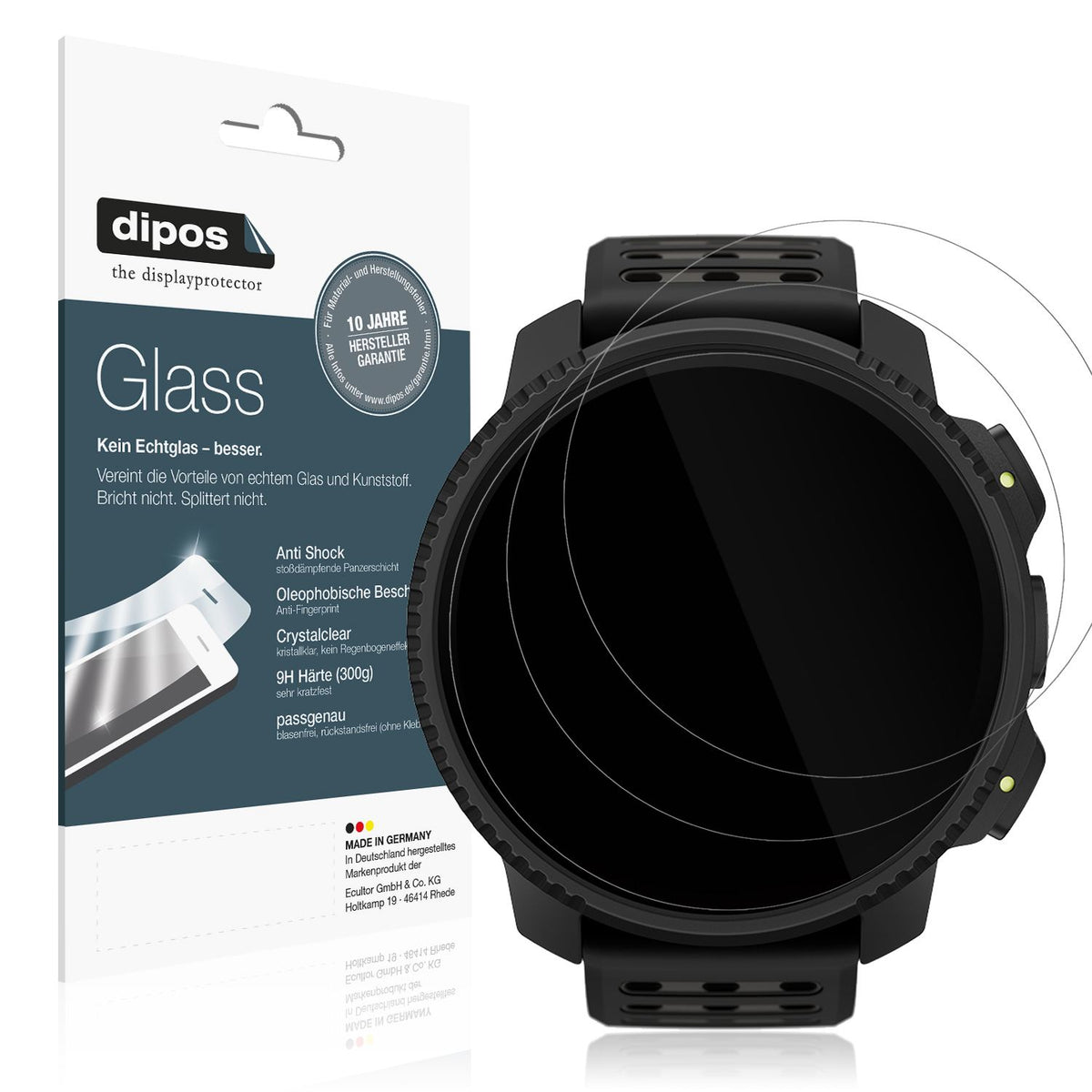 Klare Displayschutzfolie von dipos passend für Suunto Vertical 2, 9H kratzfest und blasenfrei montiert