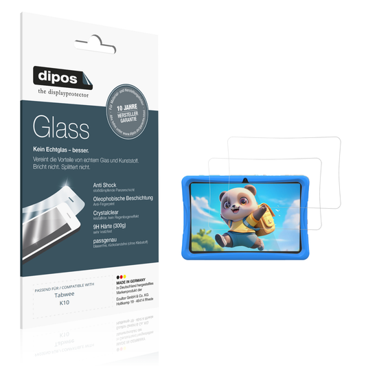 Klare Displayschutzfolie von dipos passend für Tabwee K10, 9H kratzfest und blasenfrei montiert