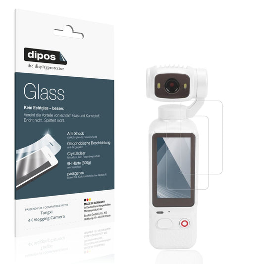 Klare Displayschutzfolie von dipos passend für Tangxi 4K Vlogging Camera, 9H kratzfest und blasenfrei montiert