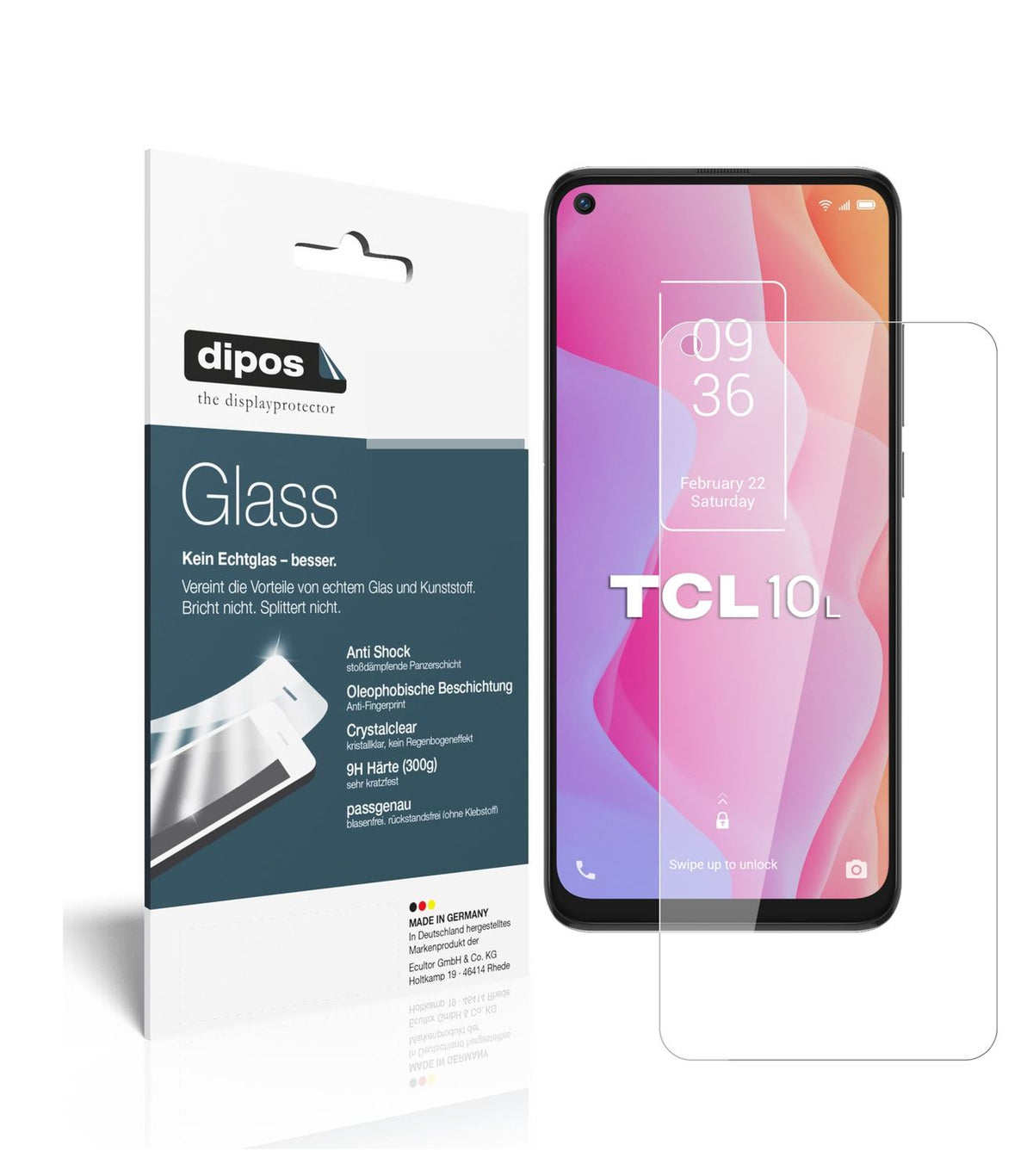 Klare Displayschutzfolie von dipos passend für TCL 10L, 9H kratzfest und blasenfrei montiert
