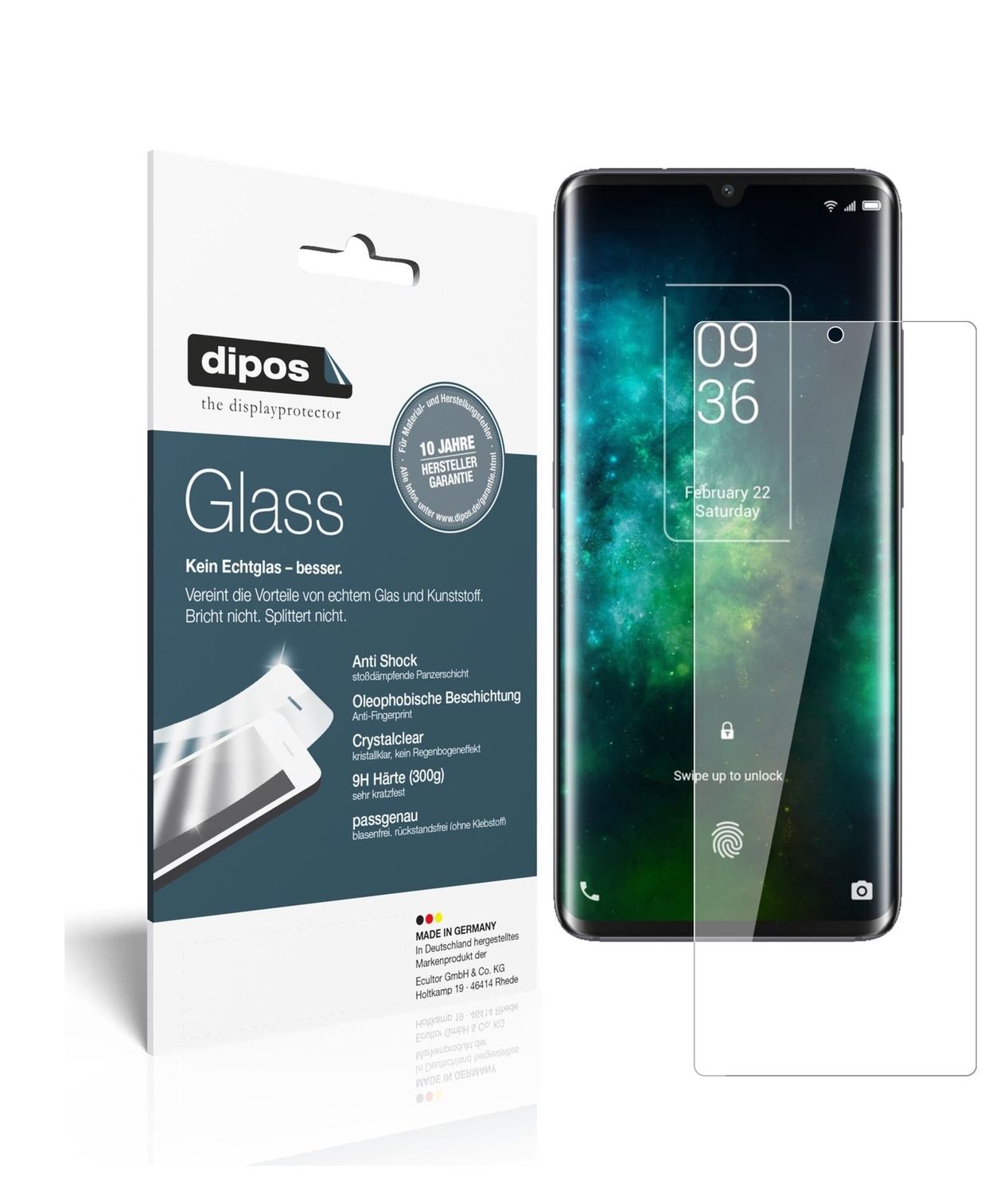 Klare Displayschutzfolie von dipos passend für TCL 10 Pro, 9H kratzfest und blasenfrei montiert