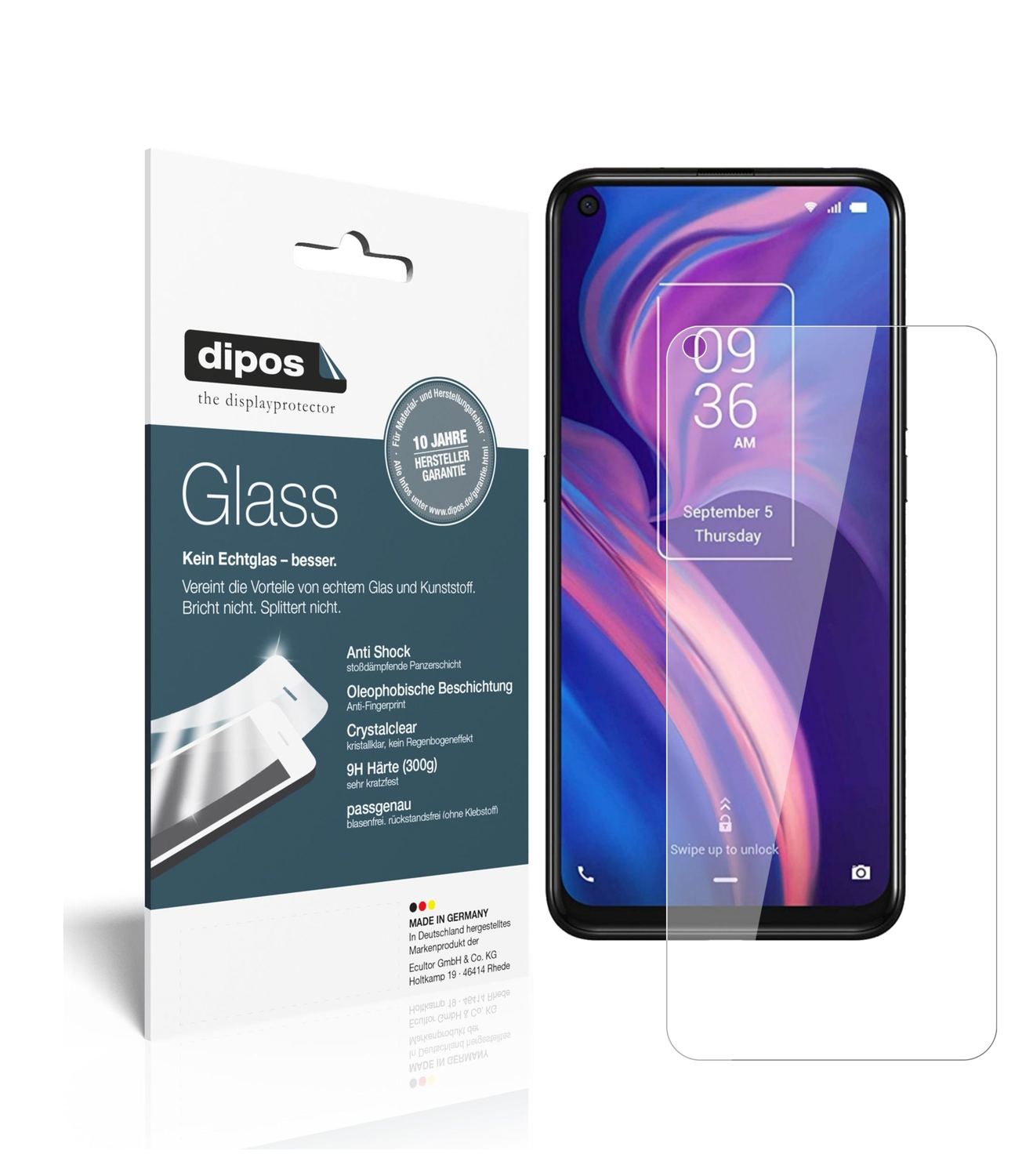 Klare Displayschutzfolie von dipos passend für TCL Plex, 9H kratzfest und blasenfrei montiert
