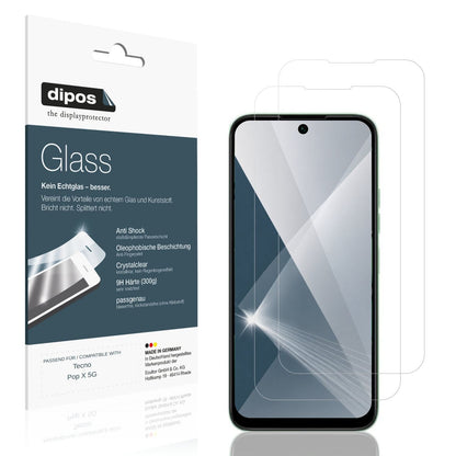 Klare Displayschutzfolie von dipos passend für Tecno Pop X 5G, 9H kratzfest und blasenfrei montiert