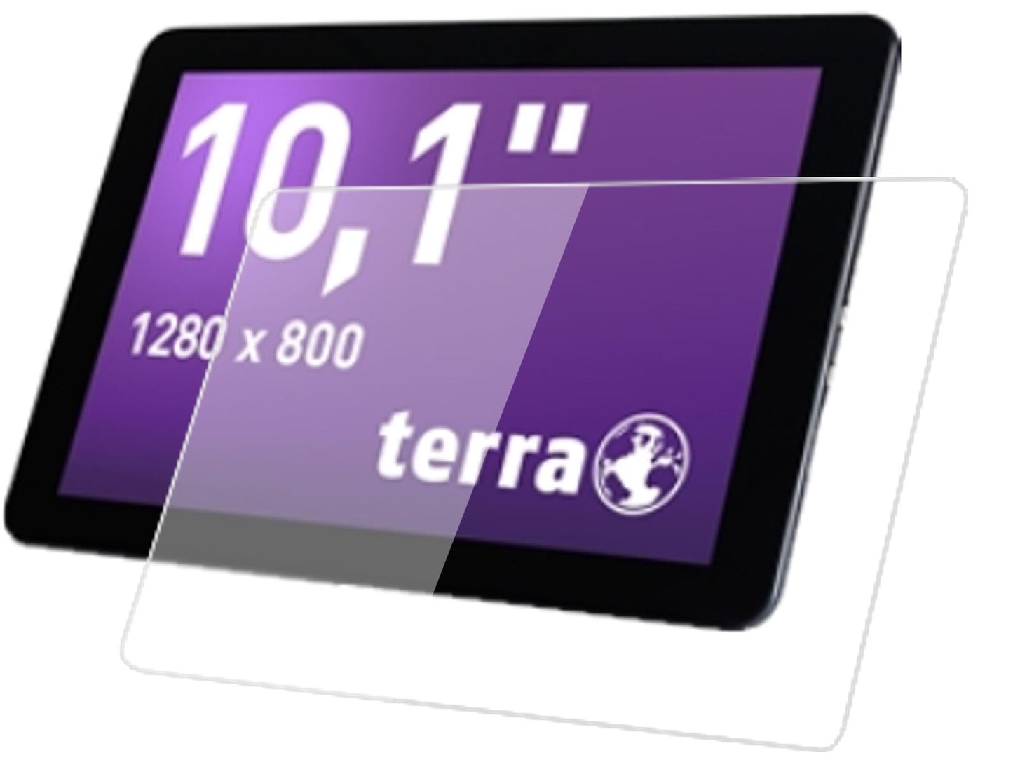 Klare Displayschutzfolie von dipos passend für Terra Pad 1004 (10,1 Zoll), 9H kratzfest und blasenfrei montiert