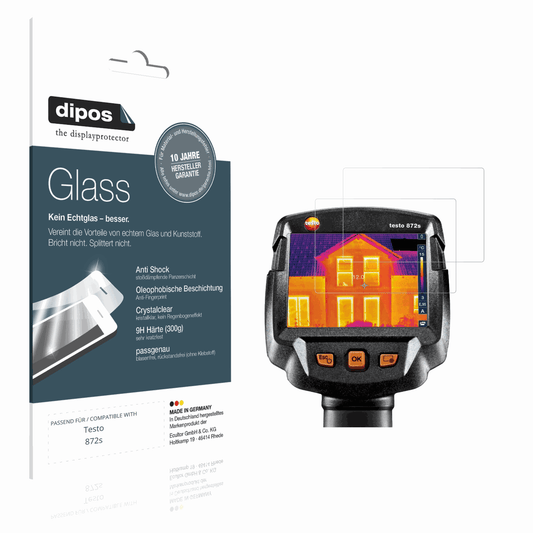 Klare Displayschutzfolie von dipos passend für Testo 872s, 9H kratzfest und blasenfrei montiert