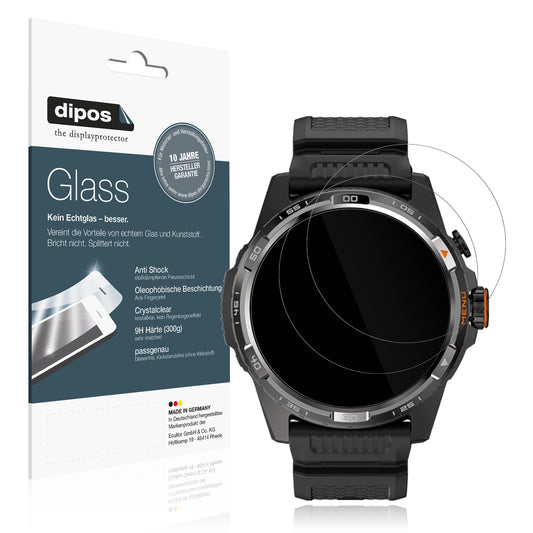 Klare Displayschutzfolie von dipos passend für ticWatch Atlas, 9H kratzfest und blasenfrei montiert