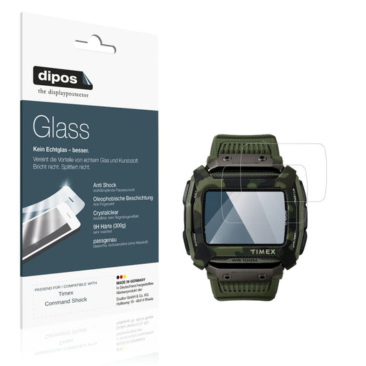Klare Displayschutzfolie von dipos passend für Timex Command Shock, 9H kratzfest und blasenfrei montiert
