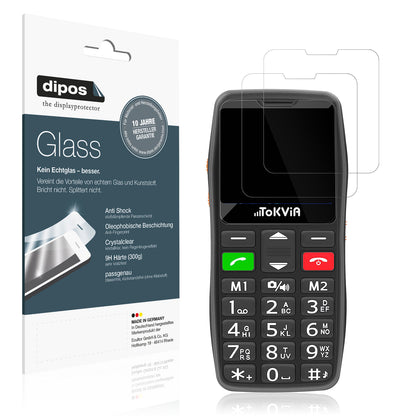 Klare Displayschutzfolie von dipos passend für Tokvia Seniorenhandy, 9H kratzfest und blasenfrei montiert