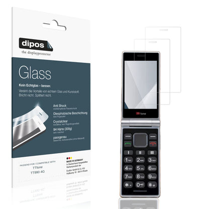 Klare Displayschutzfolie von dipos passend für TTfone TT990 4G, 9H kratzfest und blasenfrei montiert