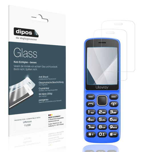 Klare Displayschutzfolie von dipos passend für Ufferson T1208, 9H kratzfest und blasenfrei montiert