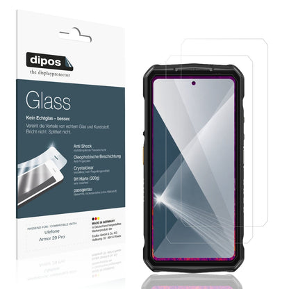 Klare Displayschutzfolie von dipos passend für Ulefone Armor 29 Pro, 9H kratzfest und blasenfrei montiert