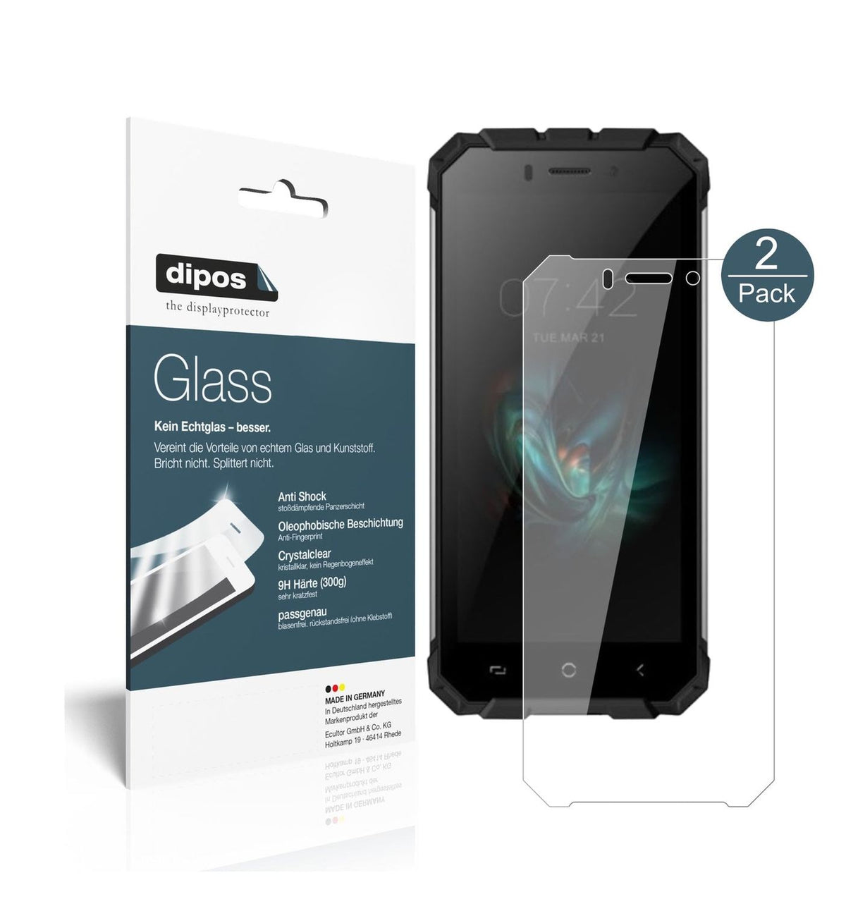 Klare Displayschutzfolie von dipos passend für Ulefone Armor X, 9H kratzfest und blasenfrei montiert