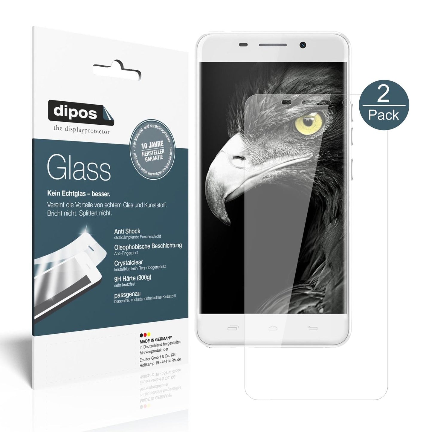 Klare Displayschutzfolie von dipos passend für Ulefone Metal, 9H kratzfest und blasenfrei montiert