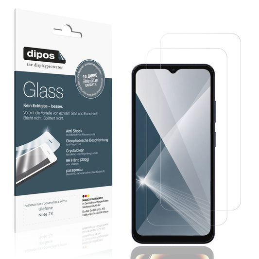 Klare Displayschutzfolie von dipos passend für Ulefone Note 23, 9H kratzfest und blasenfrei montiert