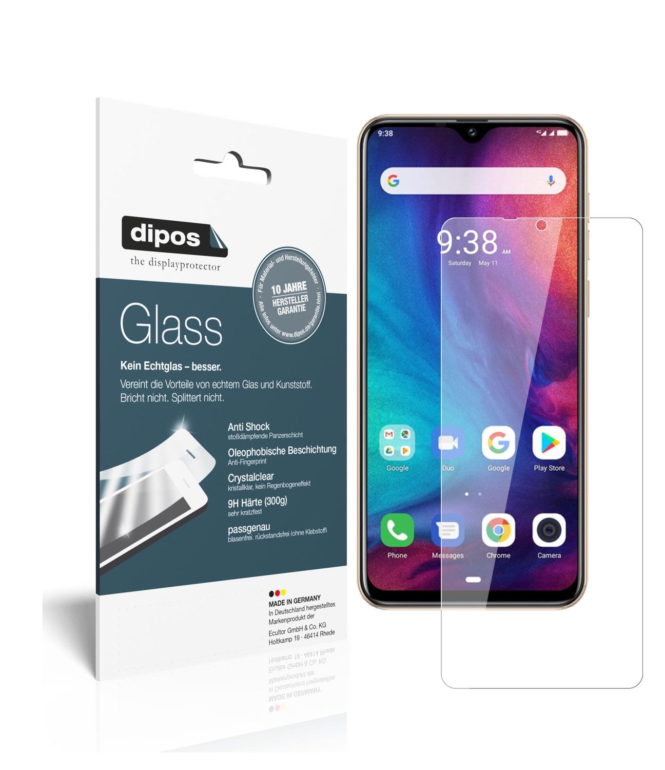 Klare Displayschutzfolie von dipos passend für Ulefone Note 7P, 9H kratzfest und blasenfrei montiert