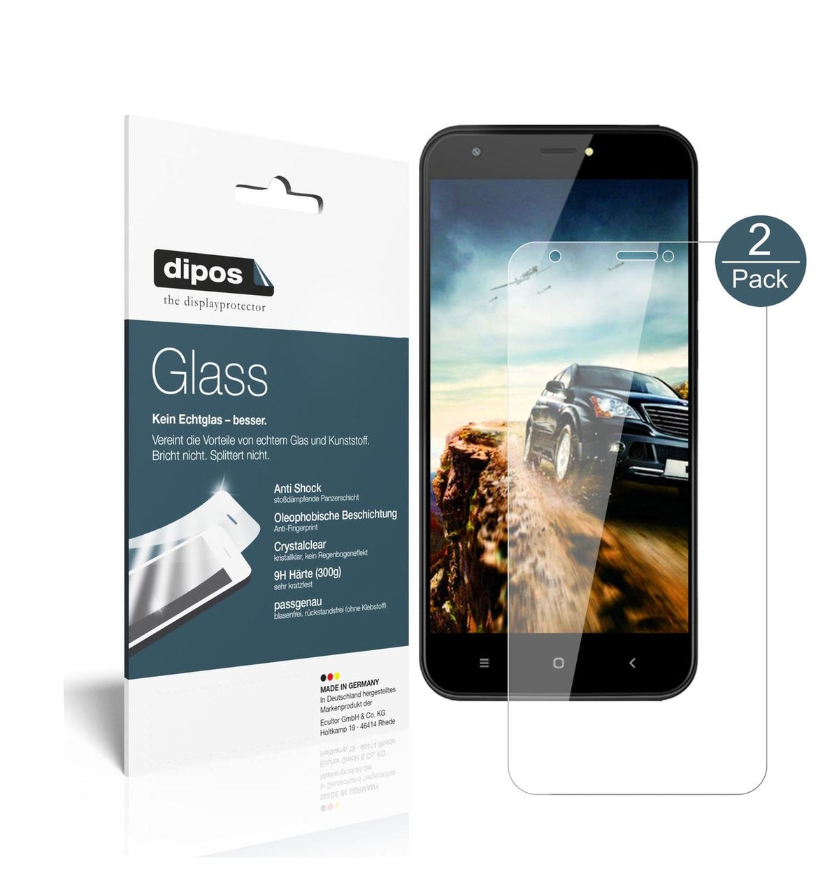 Klare Displayschutzfolie von dipos passend für Ulefone S7 Pro, 9H kratzfest und blasenfrei montiert