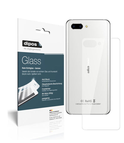Klare Displayschutzfolie von dipos passend für Ulefone T2 Pro Rückseite, 9H kratzfest und blasenfrei montiert