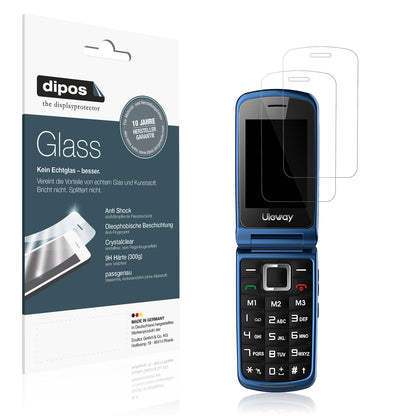 Klare Displayschutzfolie von dipos passend für uleway G380 Seniorenhandy, 9H kratzfest und blasenfrei montiert
